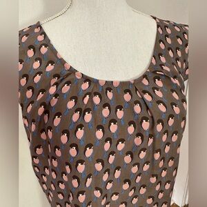 Anthropologie Bluebird Print Tulle Shift Dress Large